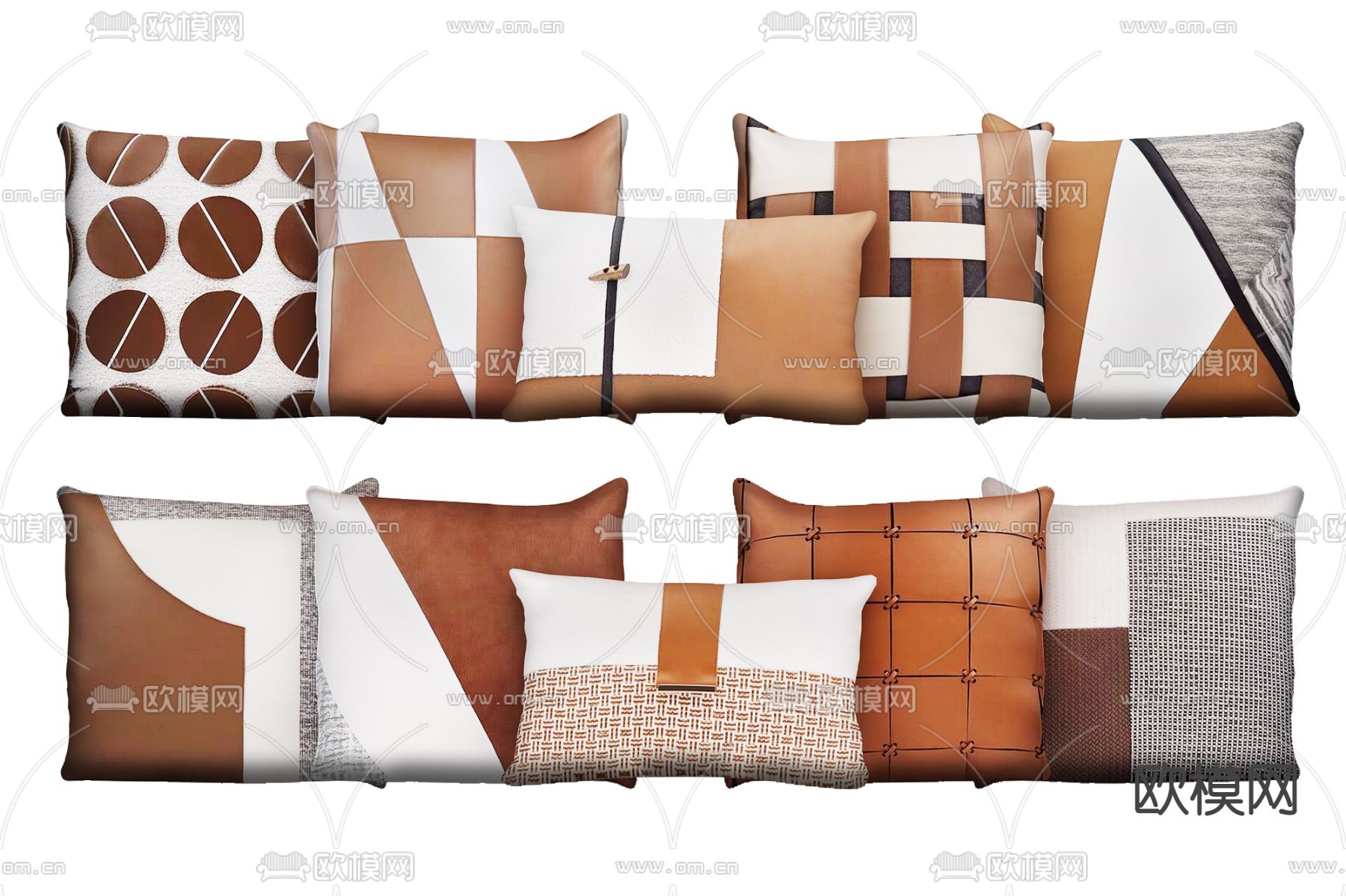 现代咖色抱枕 靠枕3d模型下载