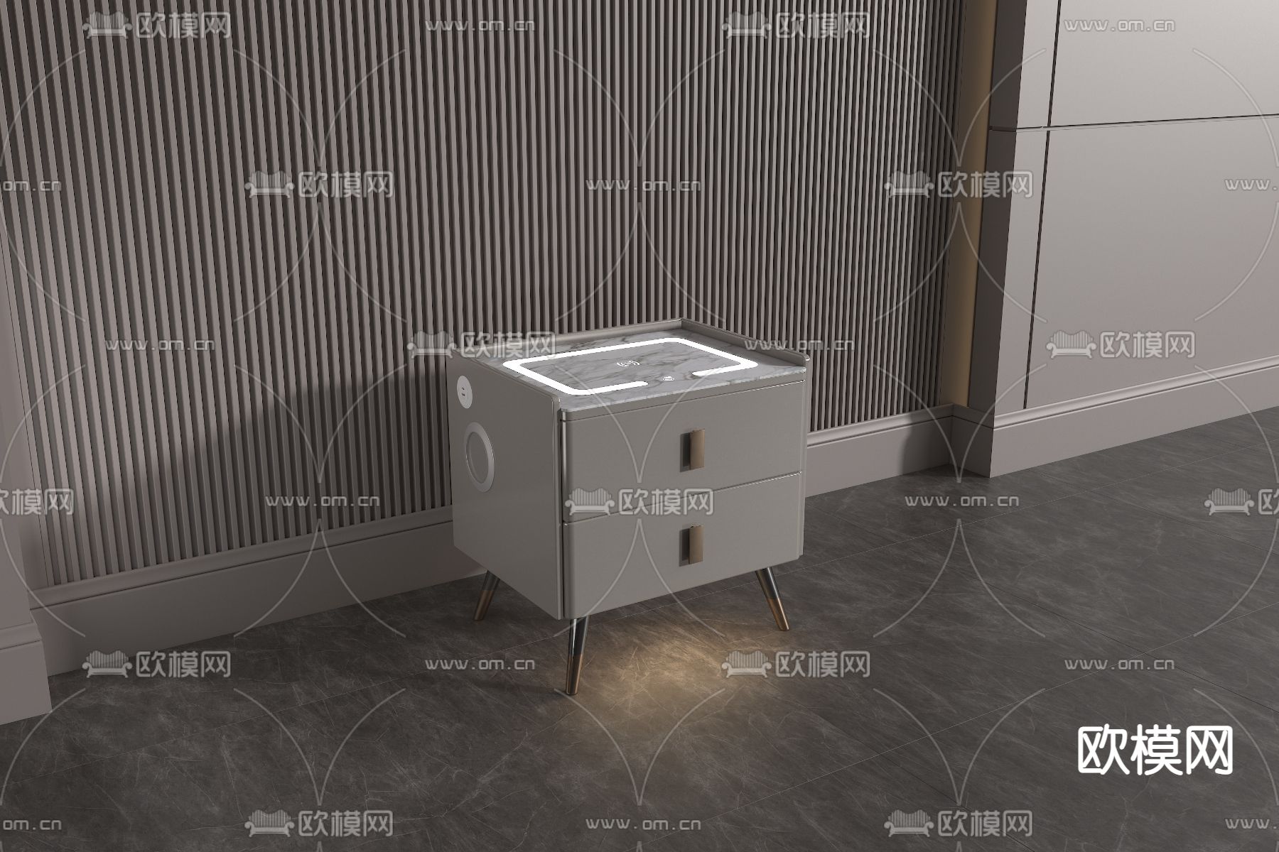 现代床头柜免费3d模型下载