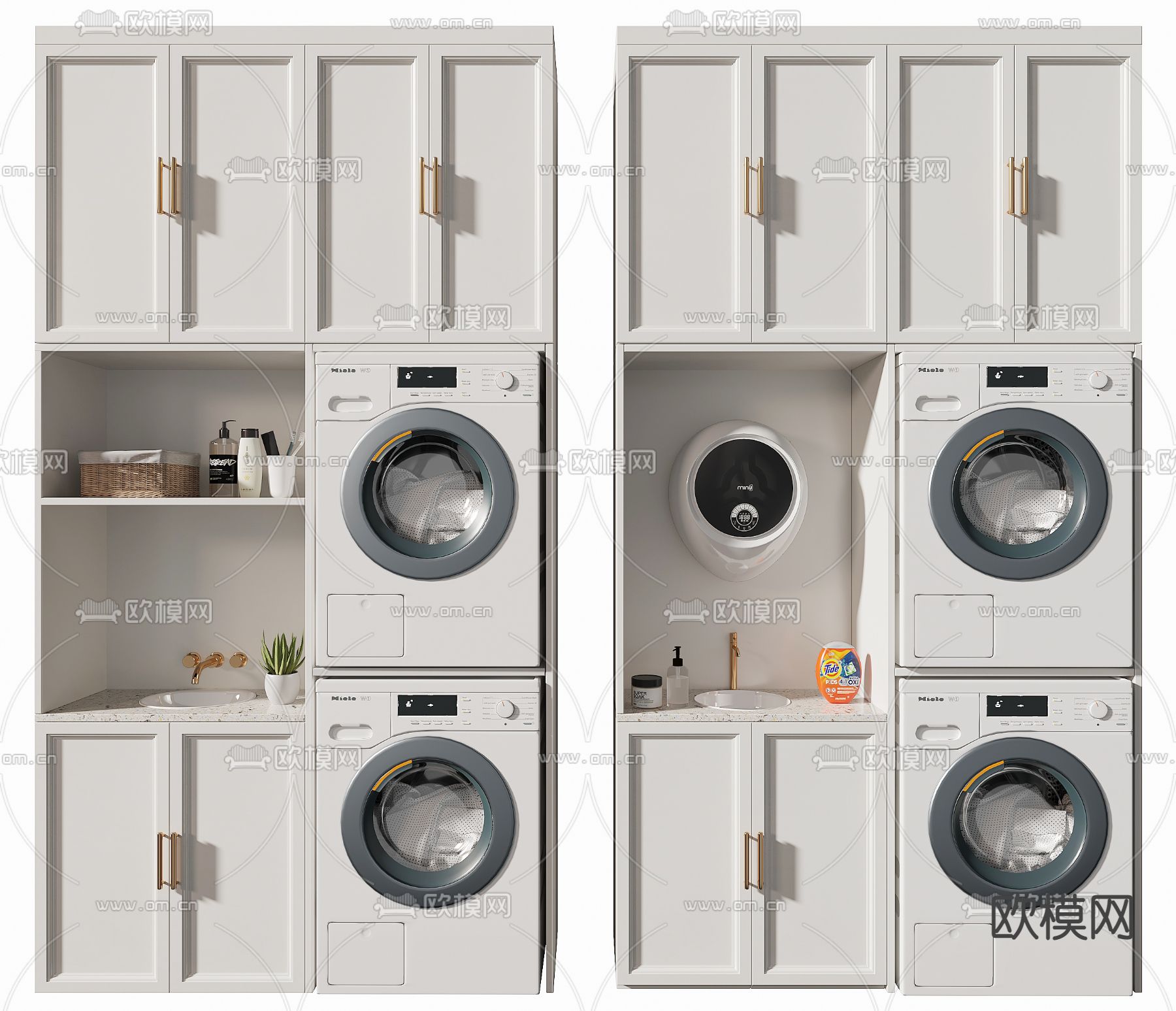 美式洗衣机柜 浴室柜3d模型下载