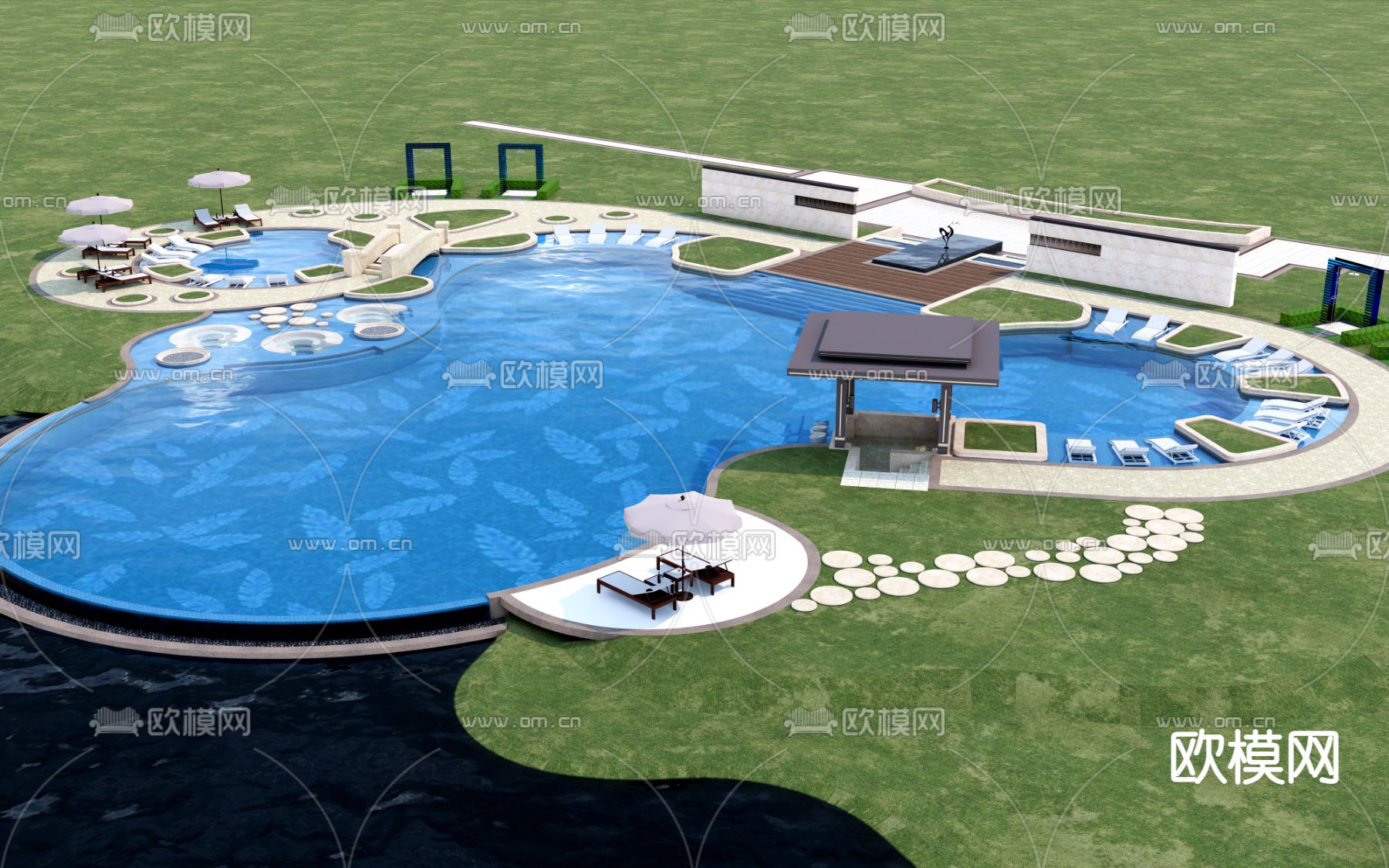 现代异形泳池su模型下载_ID12149572_sketchup模型下载-欧模网