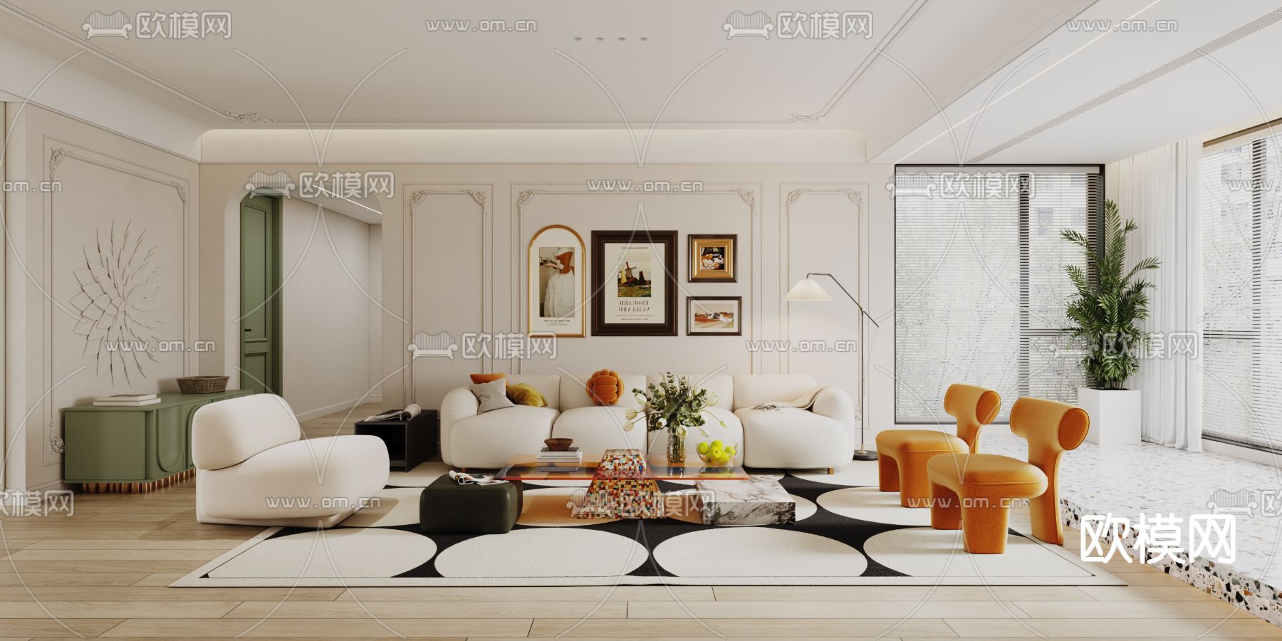 法式客厅3d模型下载