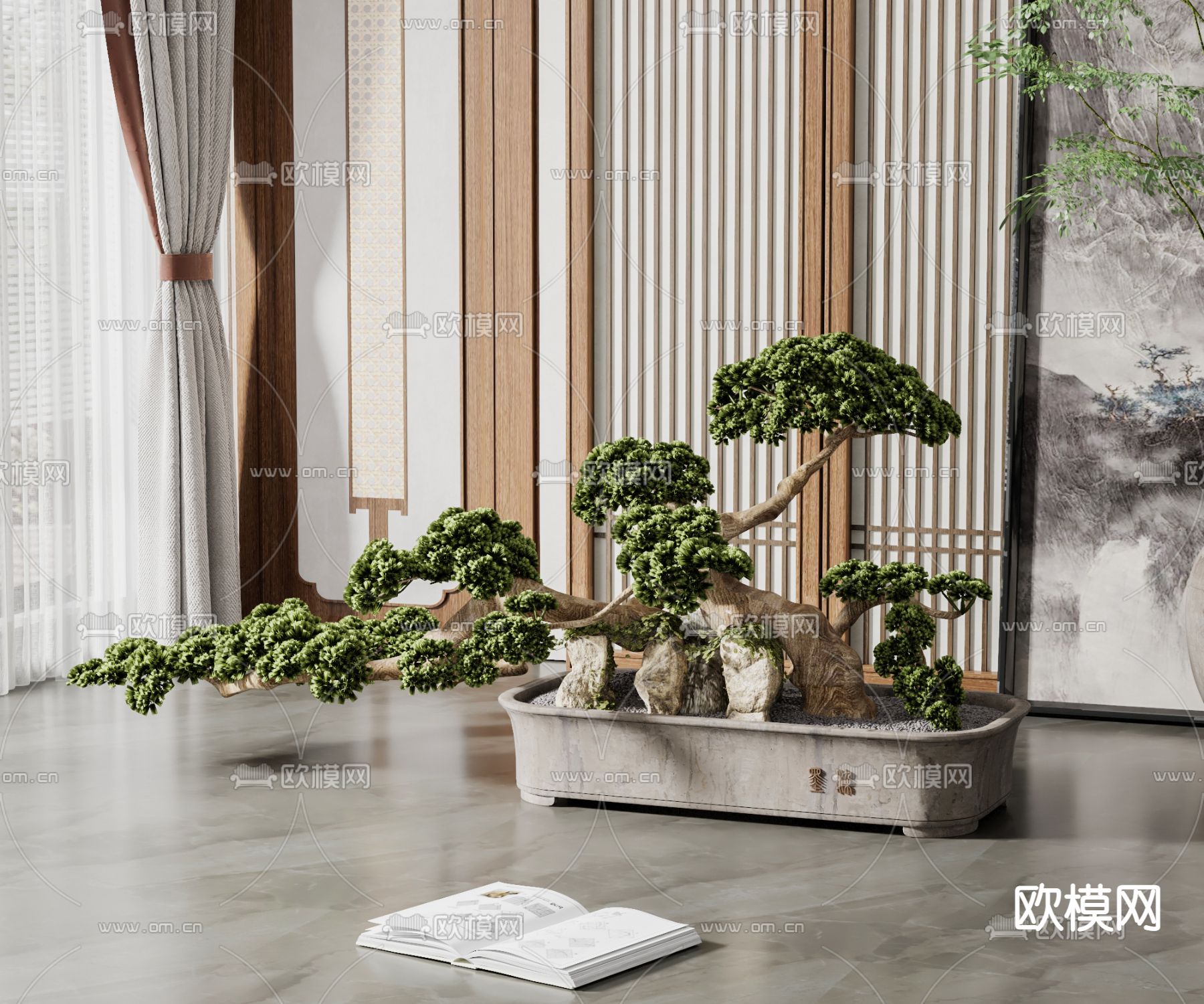 绿植盆栽 盆景 罗汉松3d模型下载_ID12146764_3dmax免费模型-欧模网