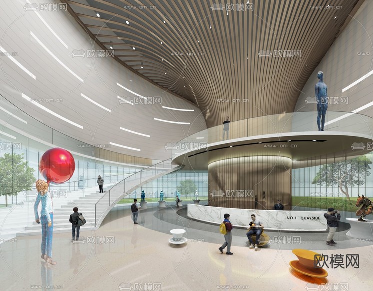 现代艺术展厅大厅3d模型下载