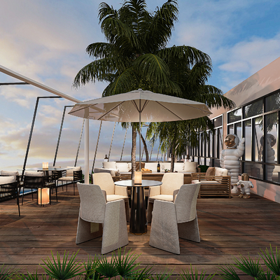  现代庭院露台su模型 