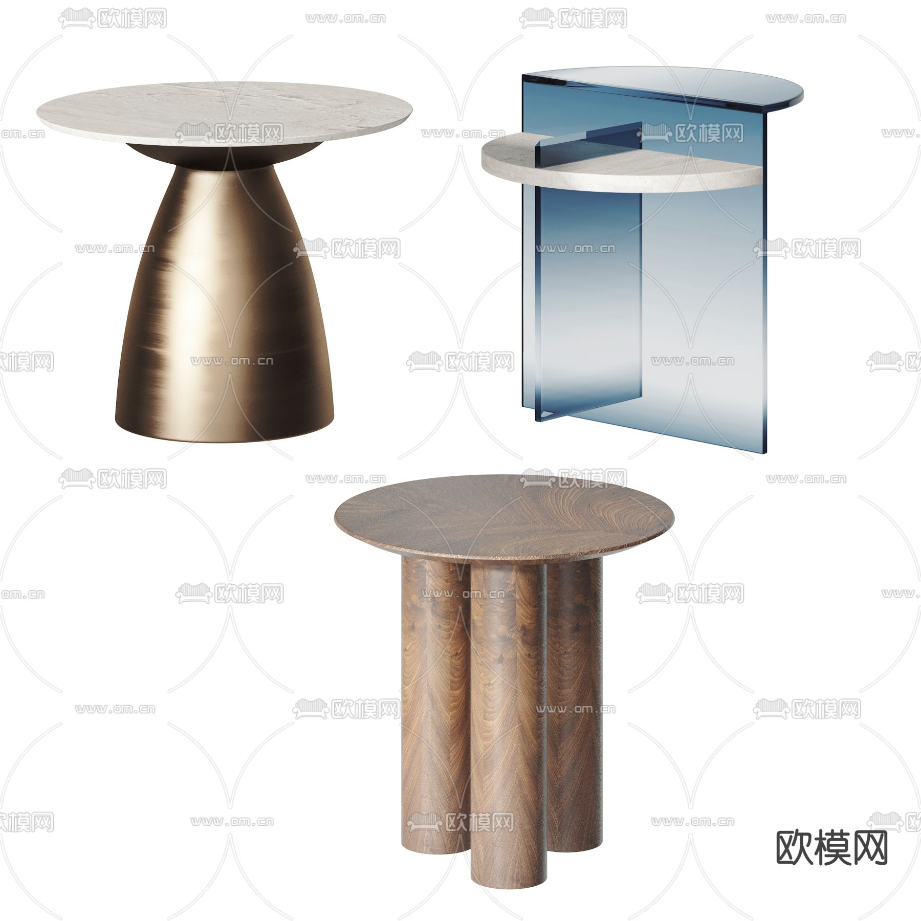 现代边几圆几3d模型下载