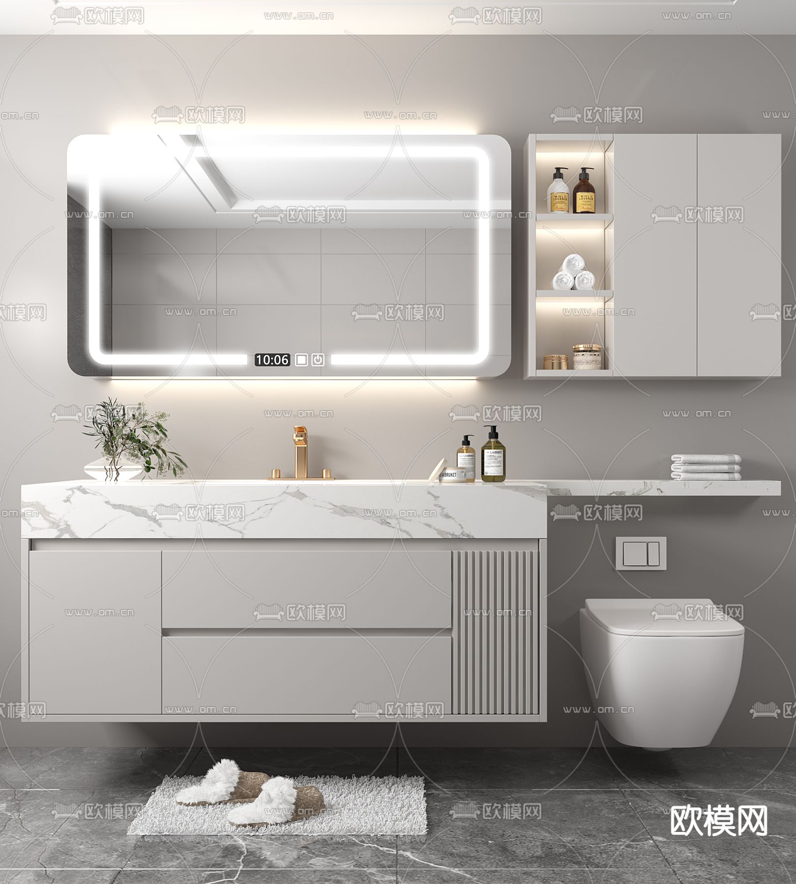 现代浴室柜 洗手台3d模型