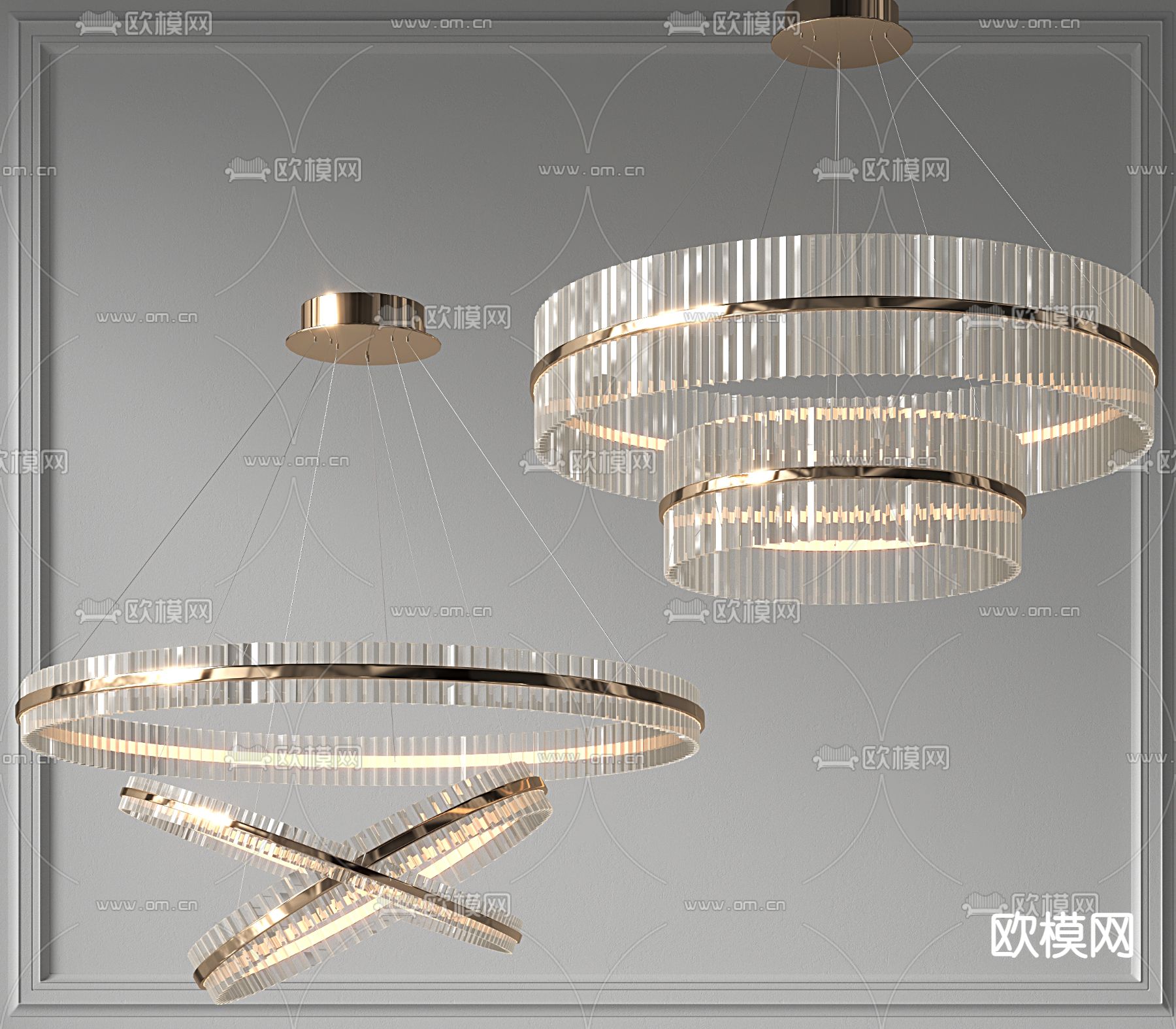 现代轻奢水晶吊灯3d模型下载