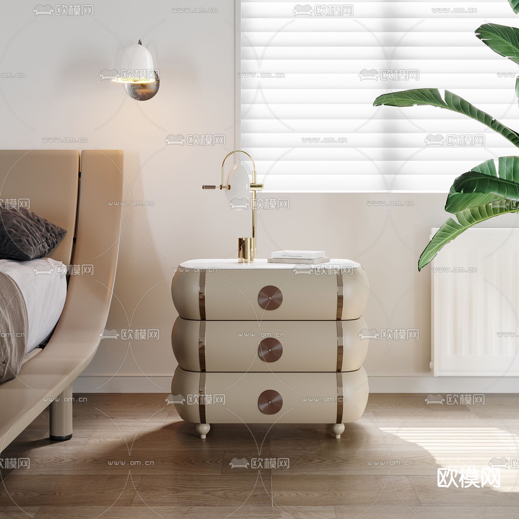 轻奢床头柜3d模型下载