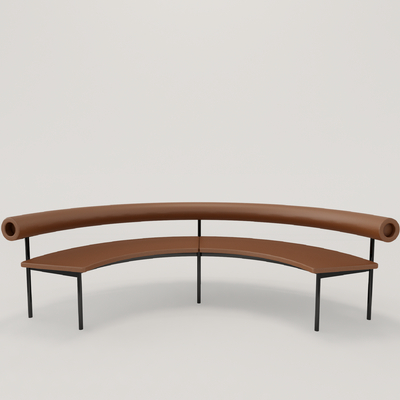  棕色弧形休闲椅子 公用椅su模型 