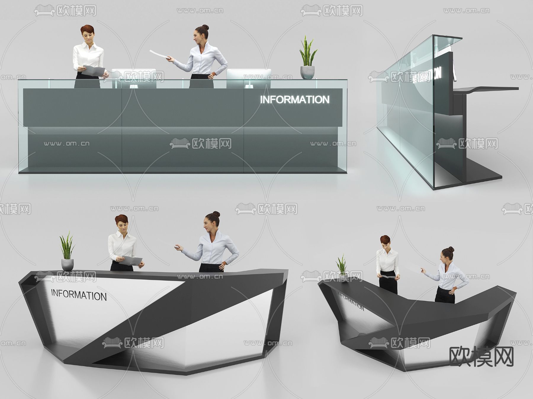 现代前台接待台su模型下载_ID12143123_sketchup模型下载-欧模网