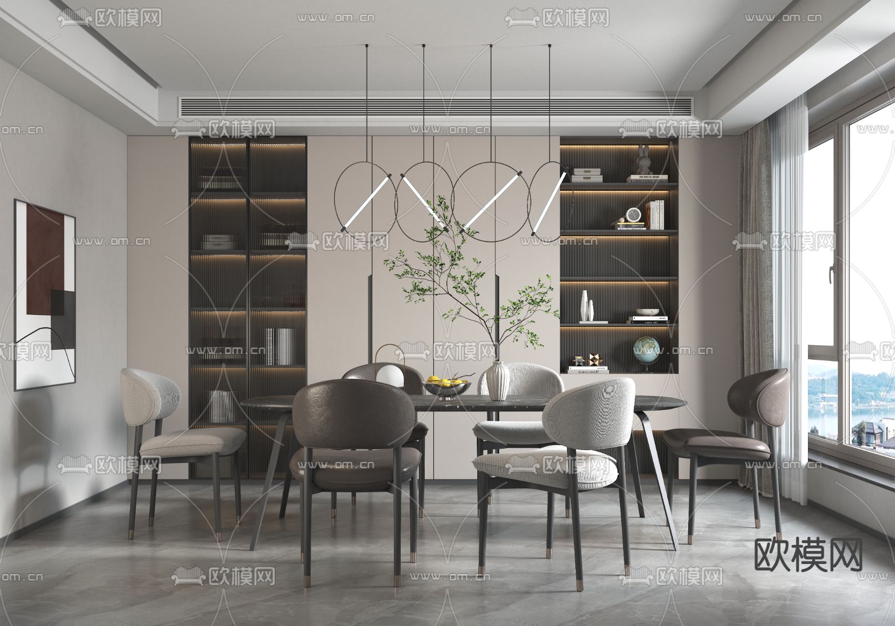 现代餐厅3d模型下载_ID12149368_3dmax免费模型-欧模网