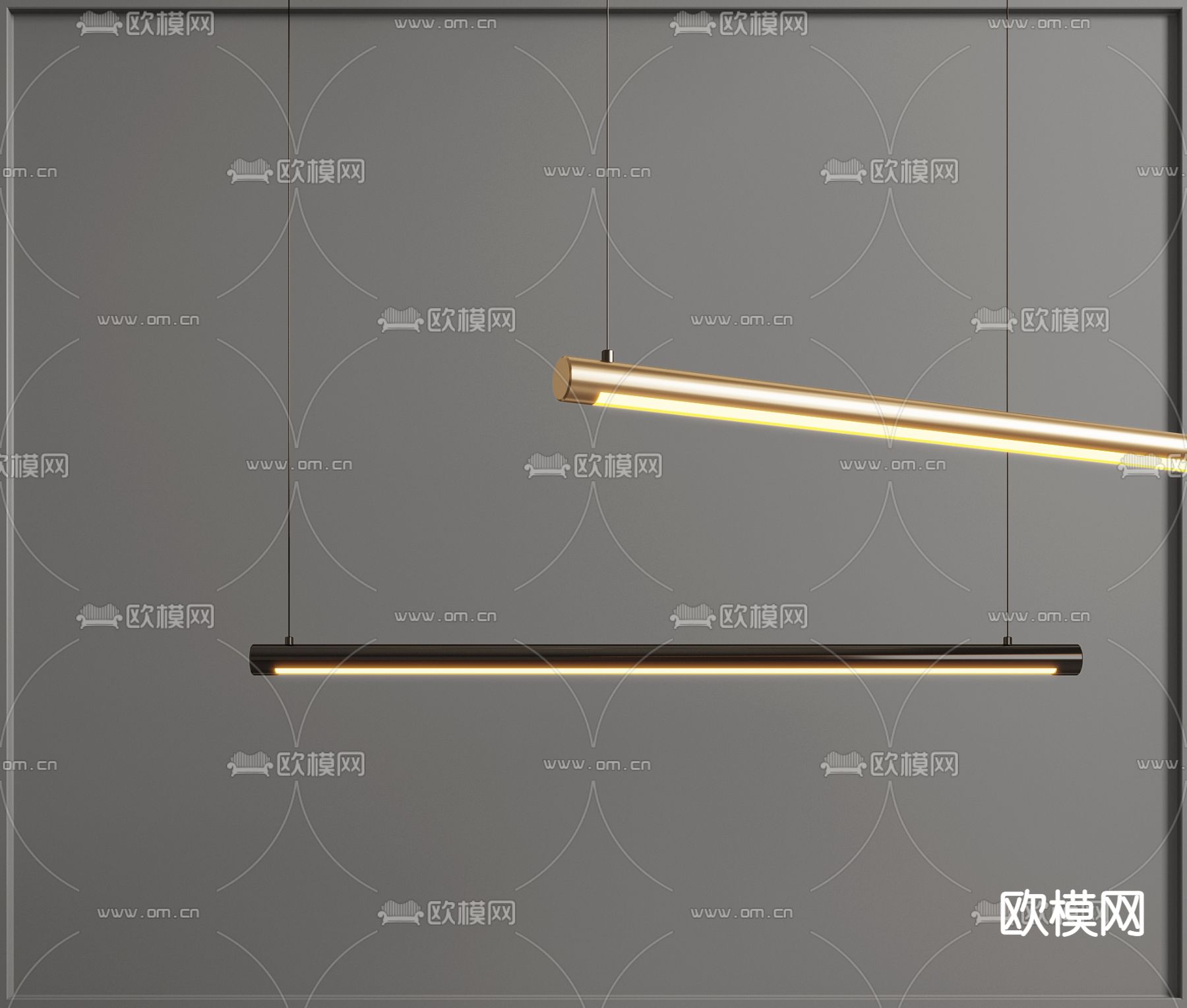 现代长管吊灯su模型下载_ID12146528_sketchup模型下载-欧模网