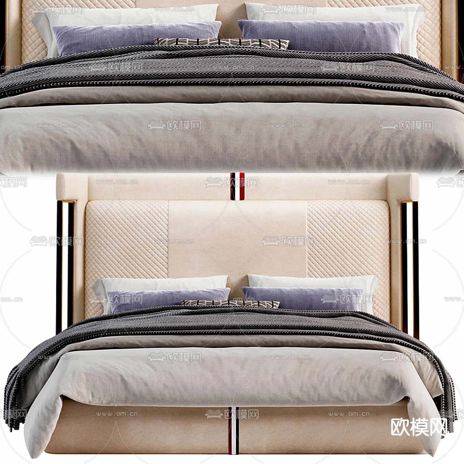 米洛提 Minotti双人床3d模型下载（渲染图3）