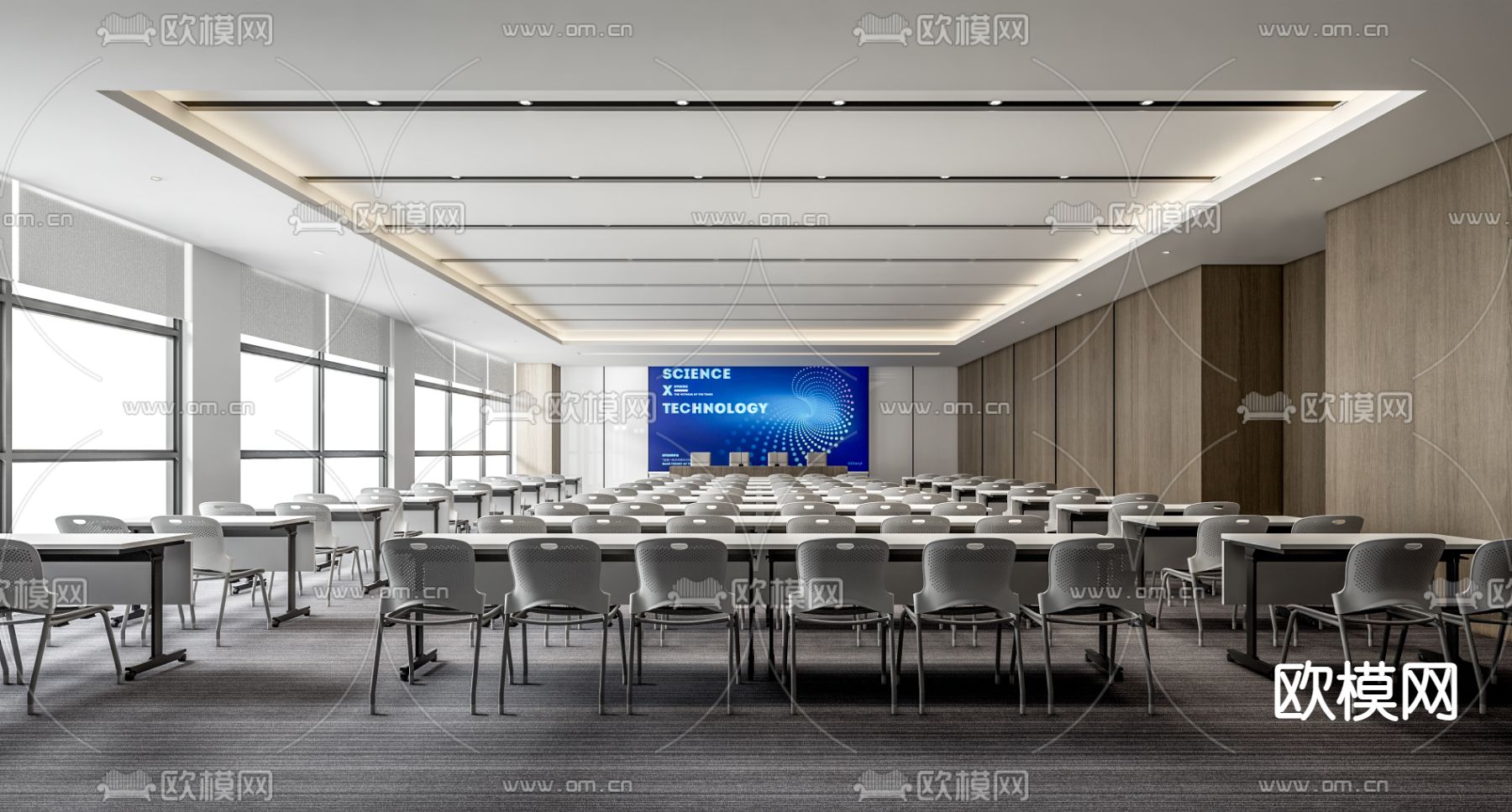 现代培训室 大会议室su模型下载_ID12152051_sketchup模型下载-欧模网