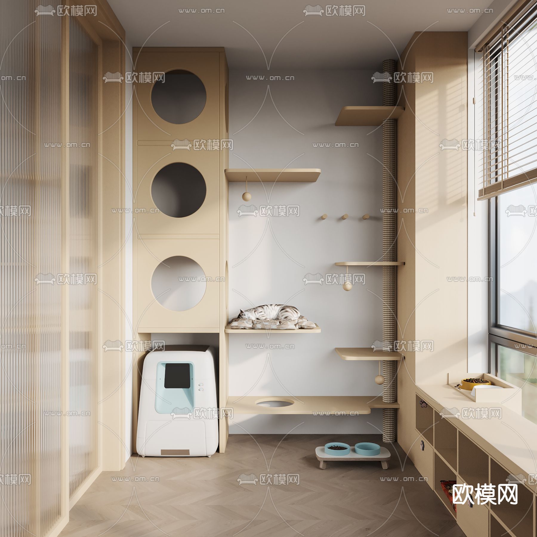 现代猫房阳台3d模型