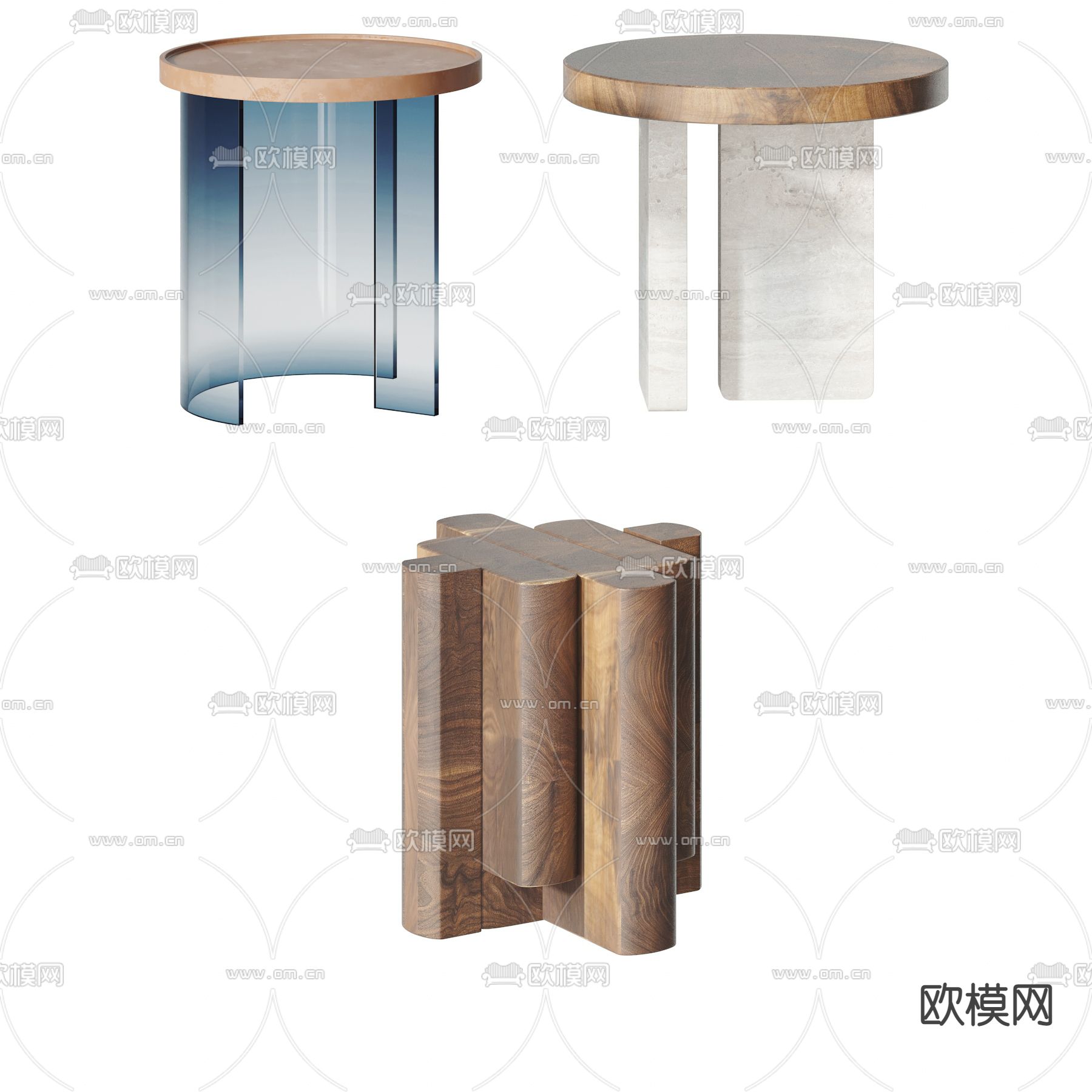 现代边几 角几 圆几3d模型下载