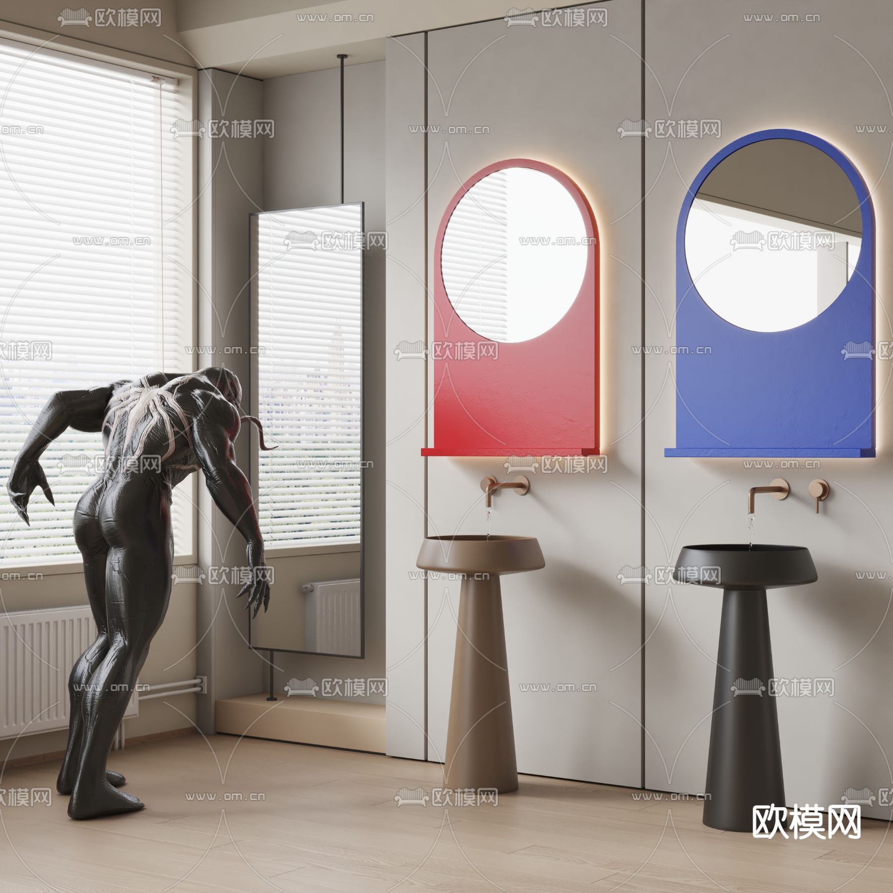 现代立式洗手台3d模型