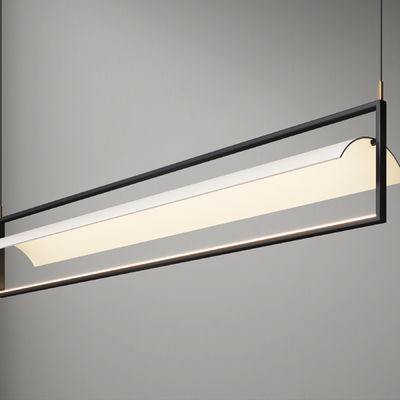  长条弧形板吊灯 办公灯su模型su模型 