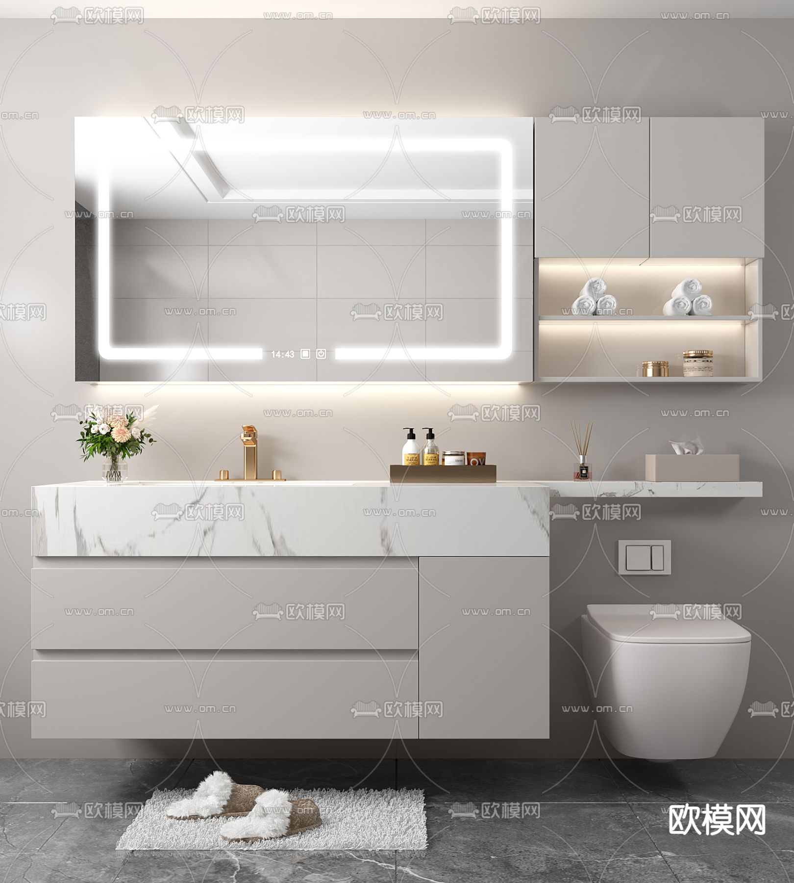 现代浴室柜 洗手台3d模型