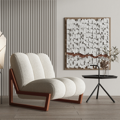 现代羊绒靠背椅子 休闲椅su模型