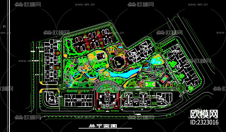 小区规划绿化CAD施工图-免费3dmax模型库-欧模网