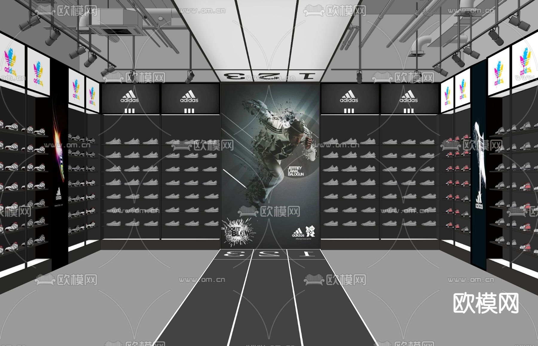 现代运动鞋店su模型下载（渲染图2）