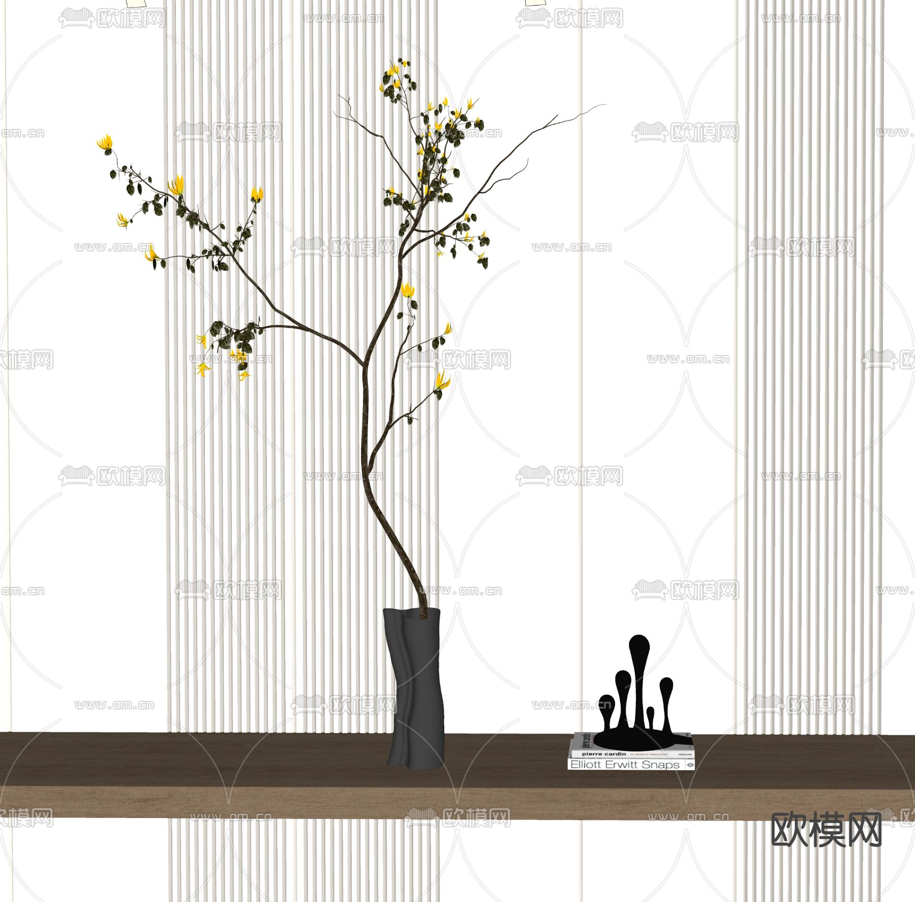 侘寂植物花瓶su模型下载（渲染图2）