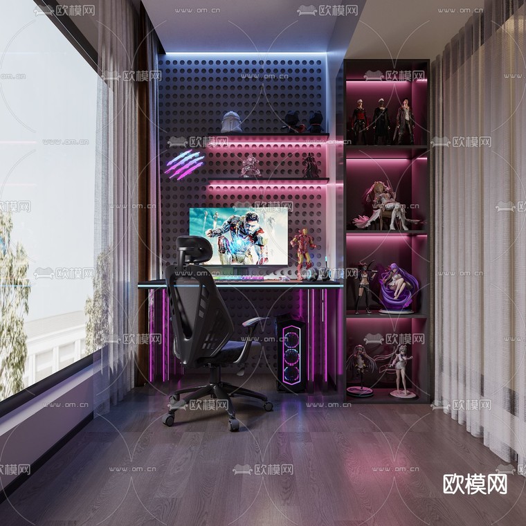 现代电竞房 游戏房3d模型下载_ID12151648_3dmax免费模型-欧模网