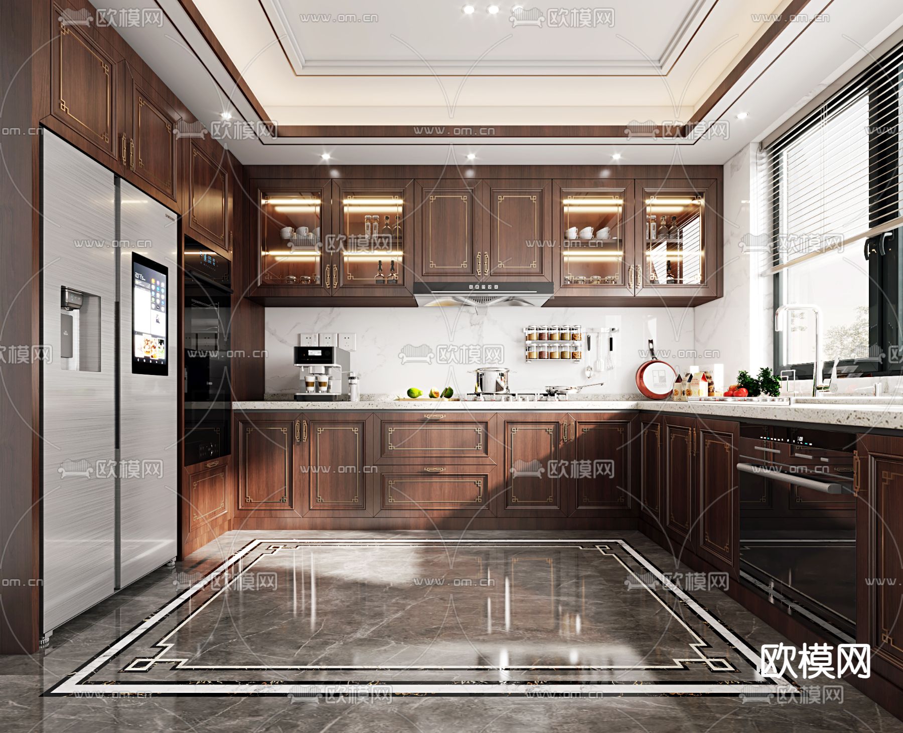 中式厨房3d模型下载