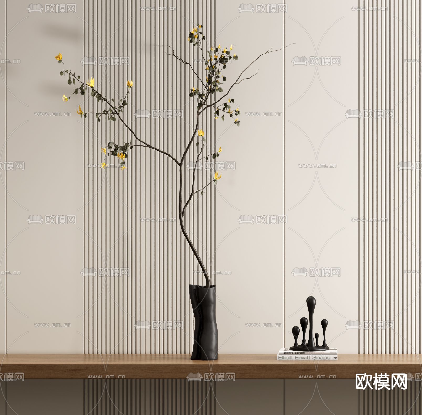 侘寂植物花瓶su模型下载（渲染图1）