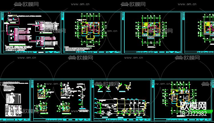 新农村别墅建筑结构水电CAD施工图下载（渲染图1）