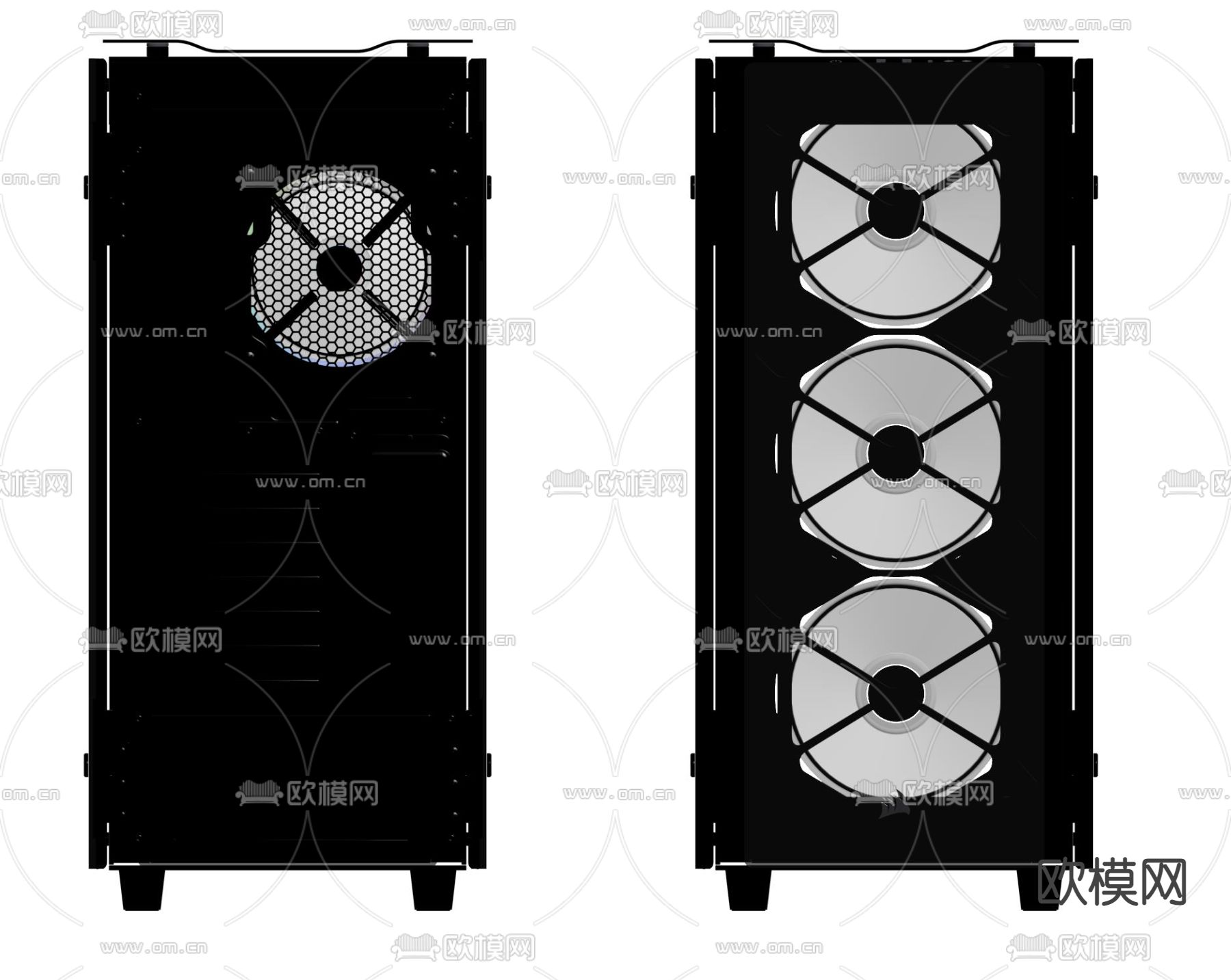 现代电脑主机 机箱su模型下载（渲染图2）