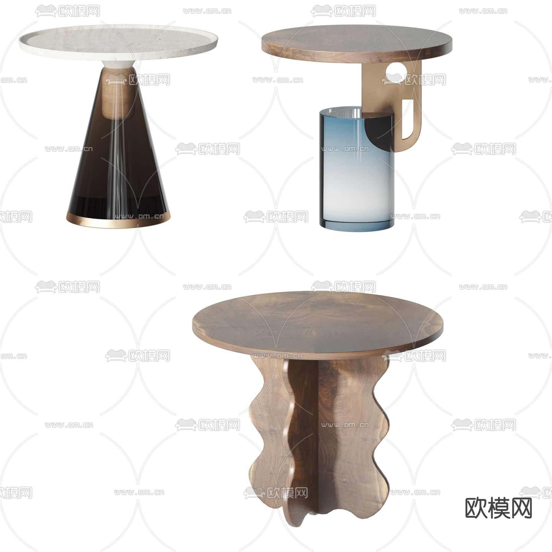 现代边几圆几3d模型下载