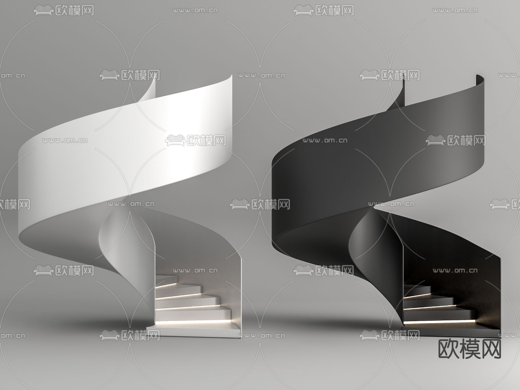 现代旋转楼梯su模型