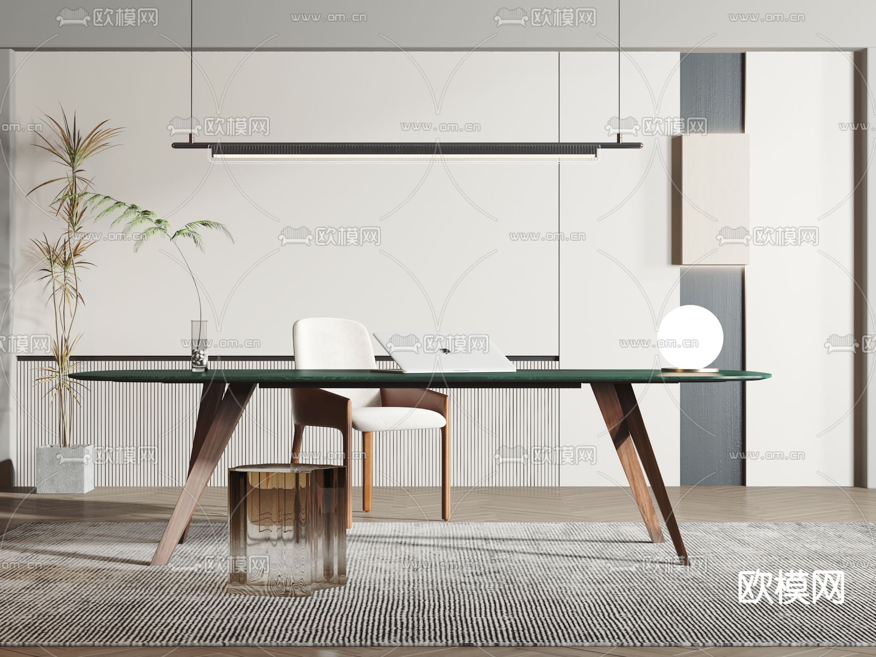 现代书桌椅 写字台3d模型下载