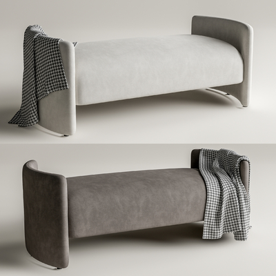  现代灰色床尾凳 脚踏su模型 