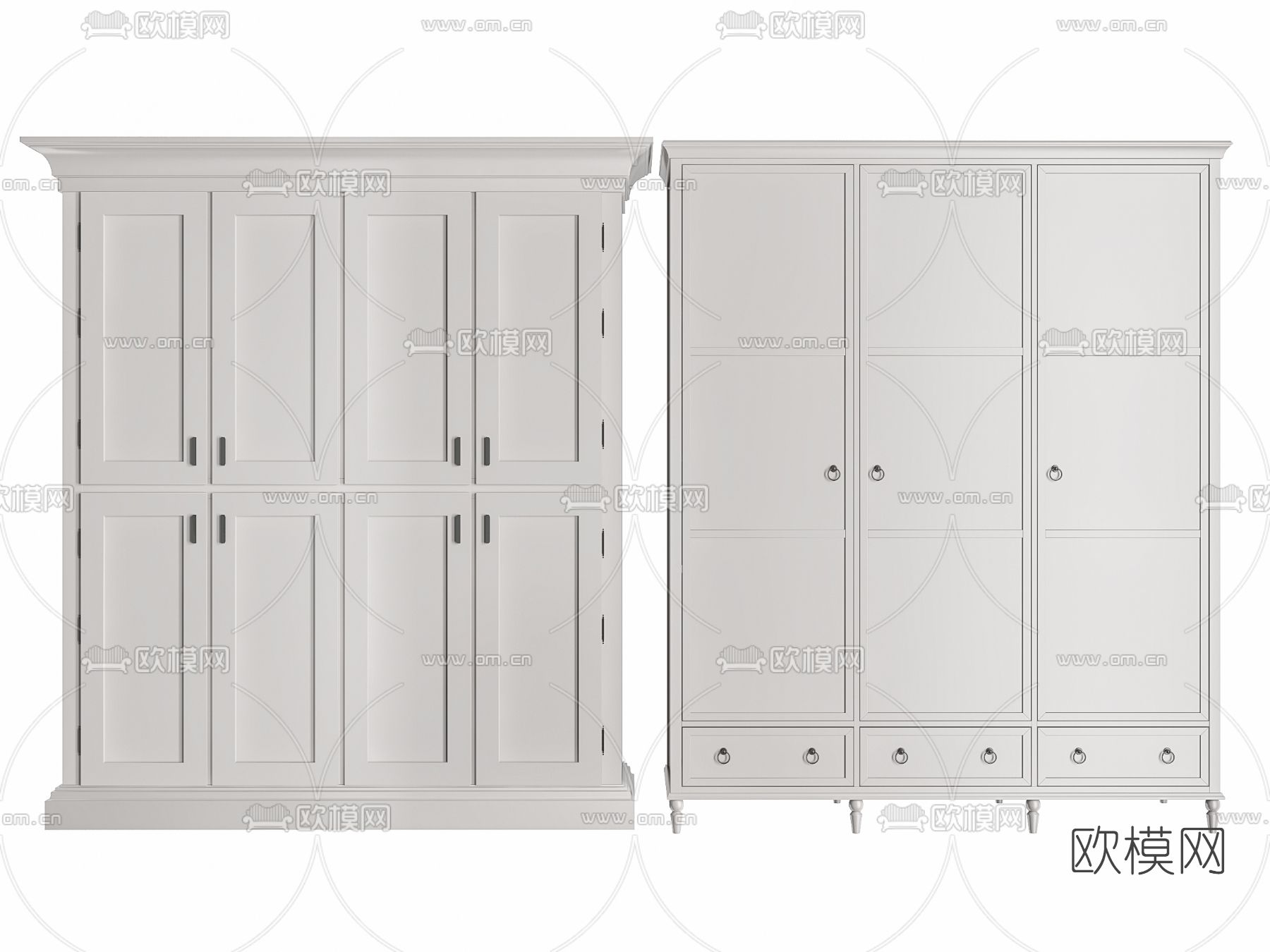 简欧衣柜3d模型下载