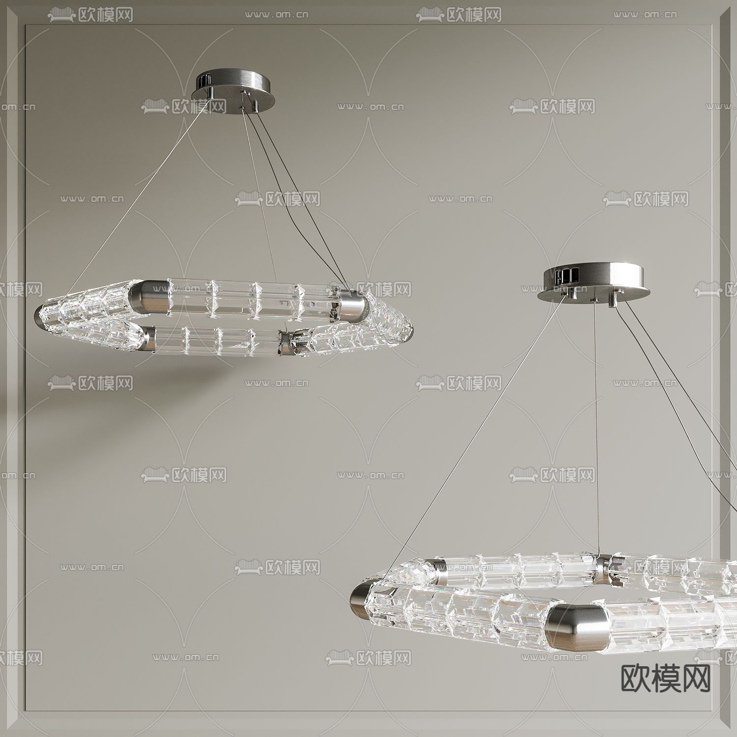 现代玻璃环形吊灯3d模型下载_ID12152032_3dmax免费模型-欧模网
