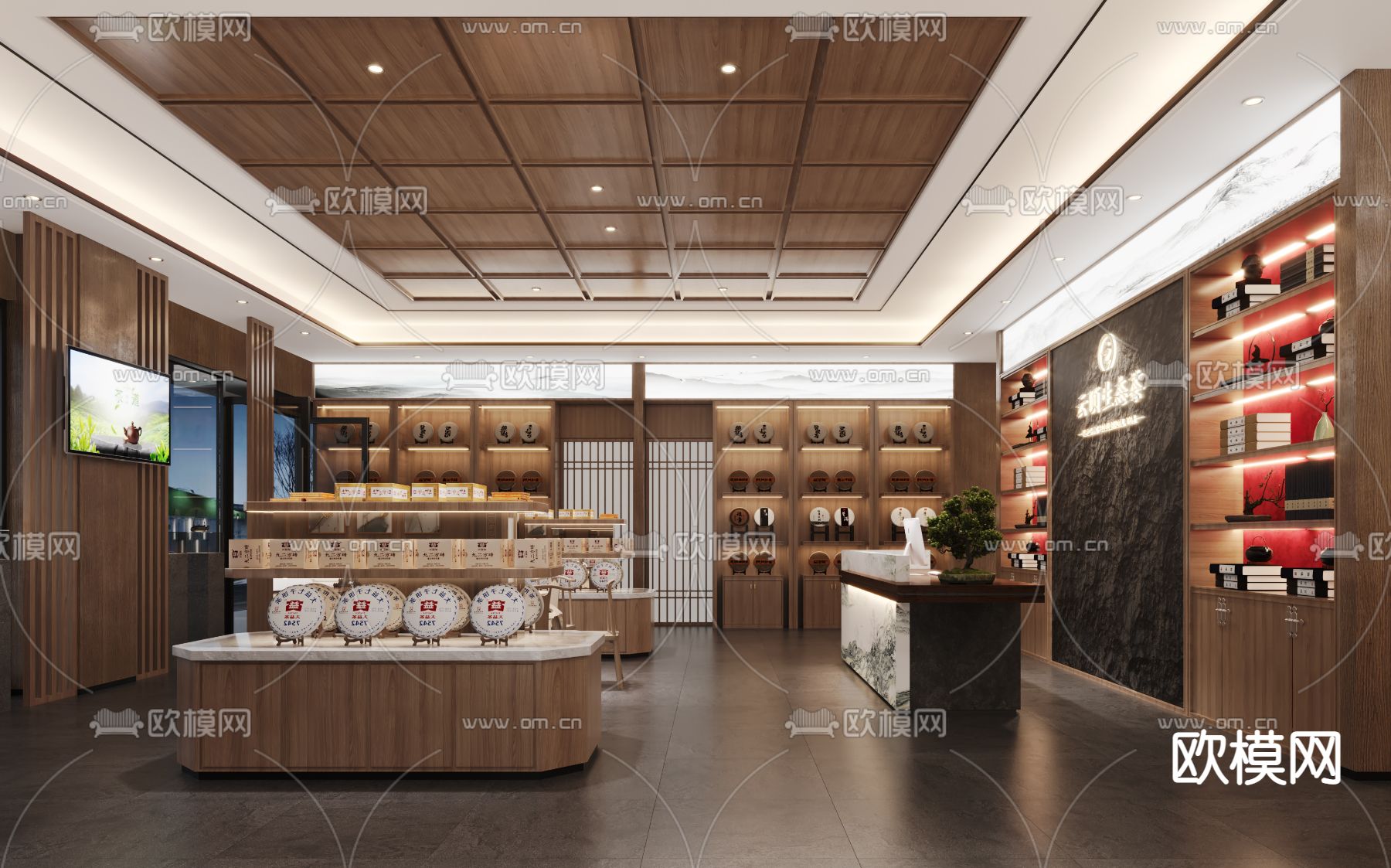 新中式茶叶专卖店3d模型下载（渲染图4）