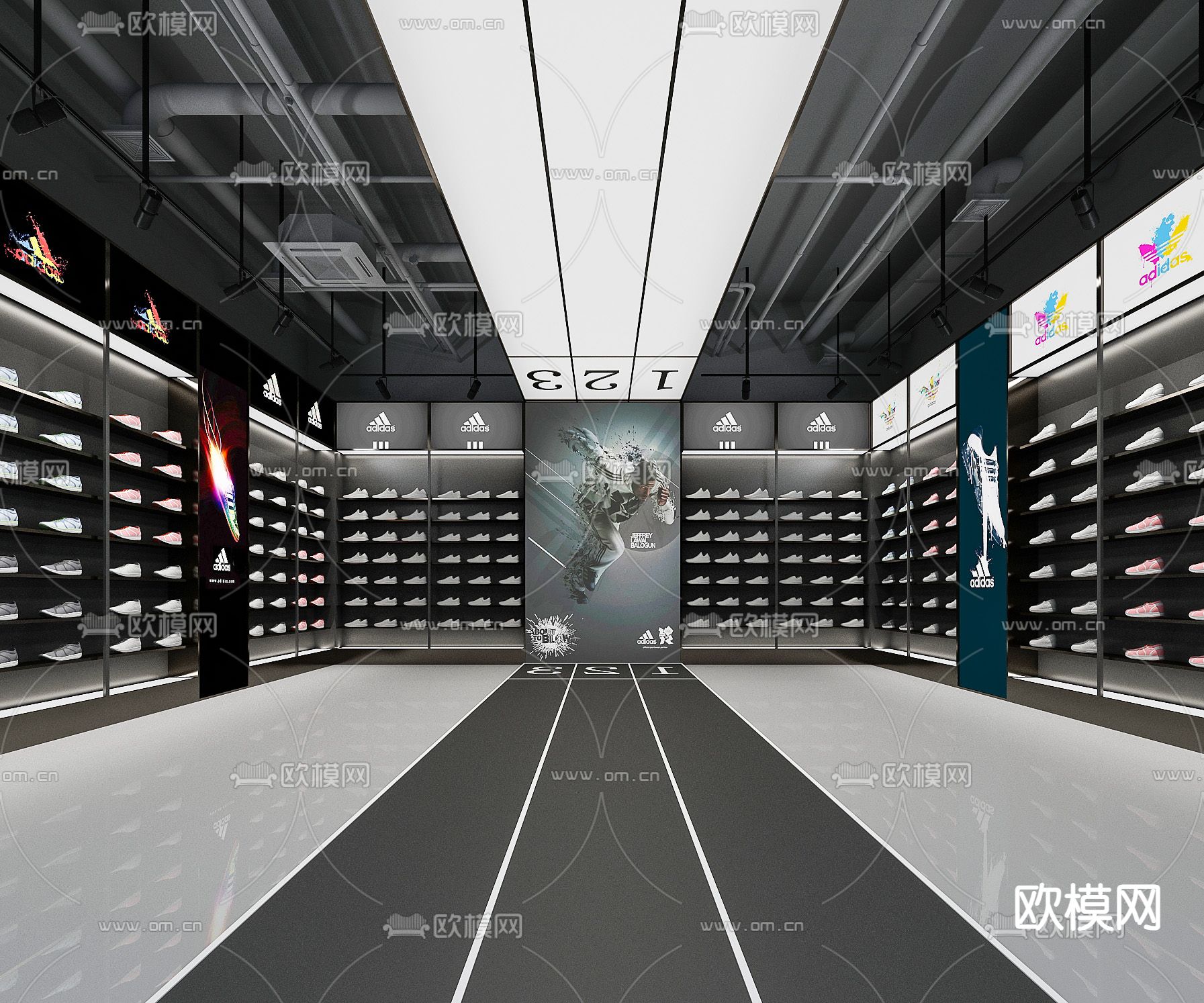 现代运动鞋店su模型下载（渲染图1）
