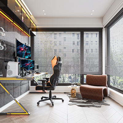  现代电竞房su模型 