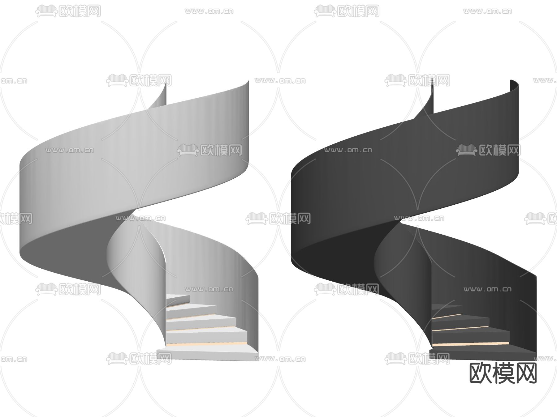 现代旋转楼梯su模型