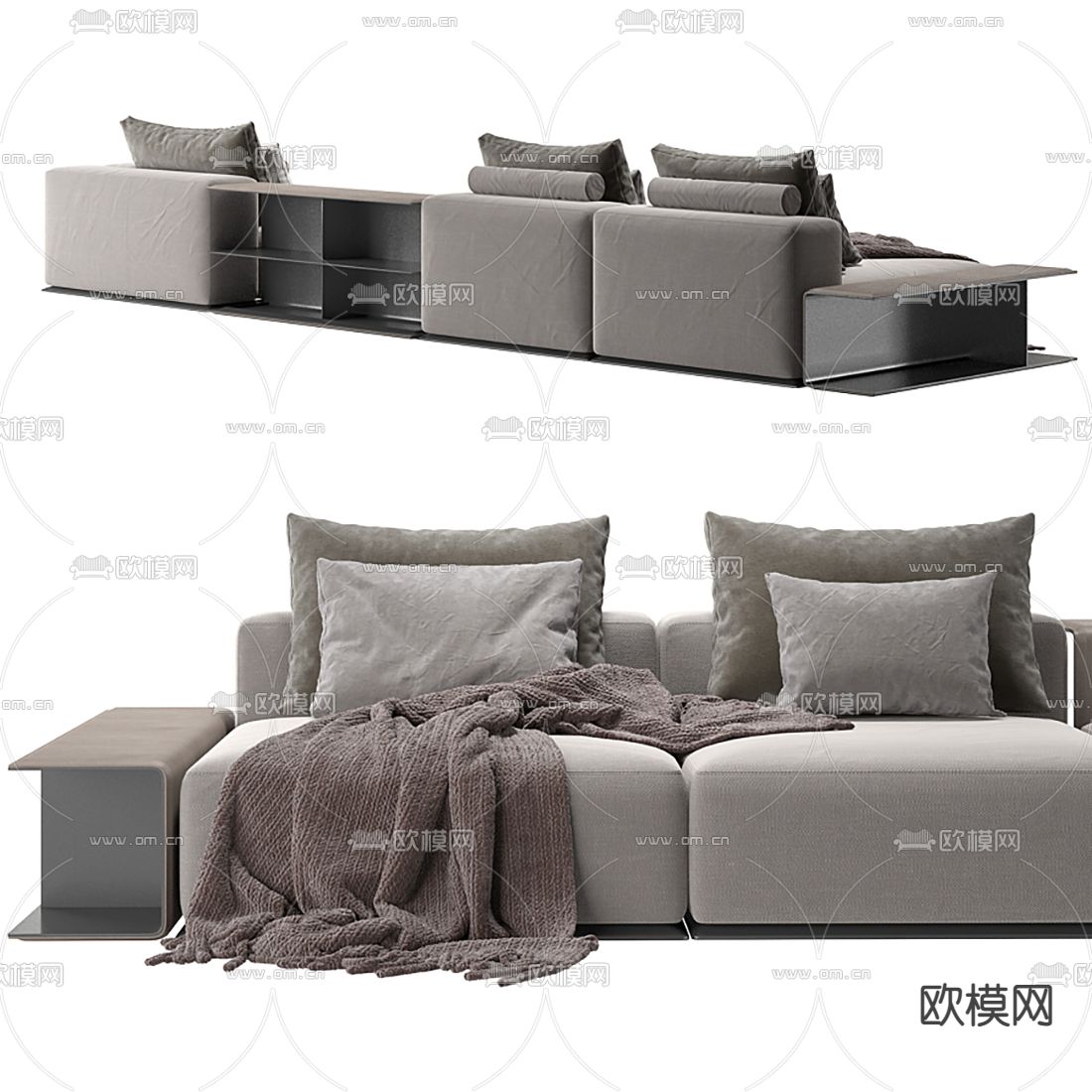 Poliform灰色沙发3d模型下载（渲染图2）
