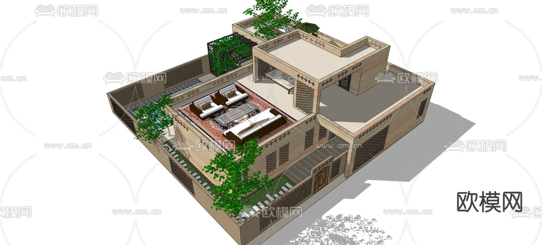 现代别墅外观su模型