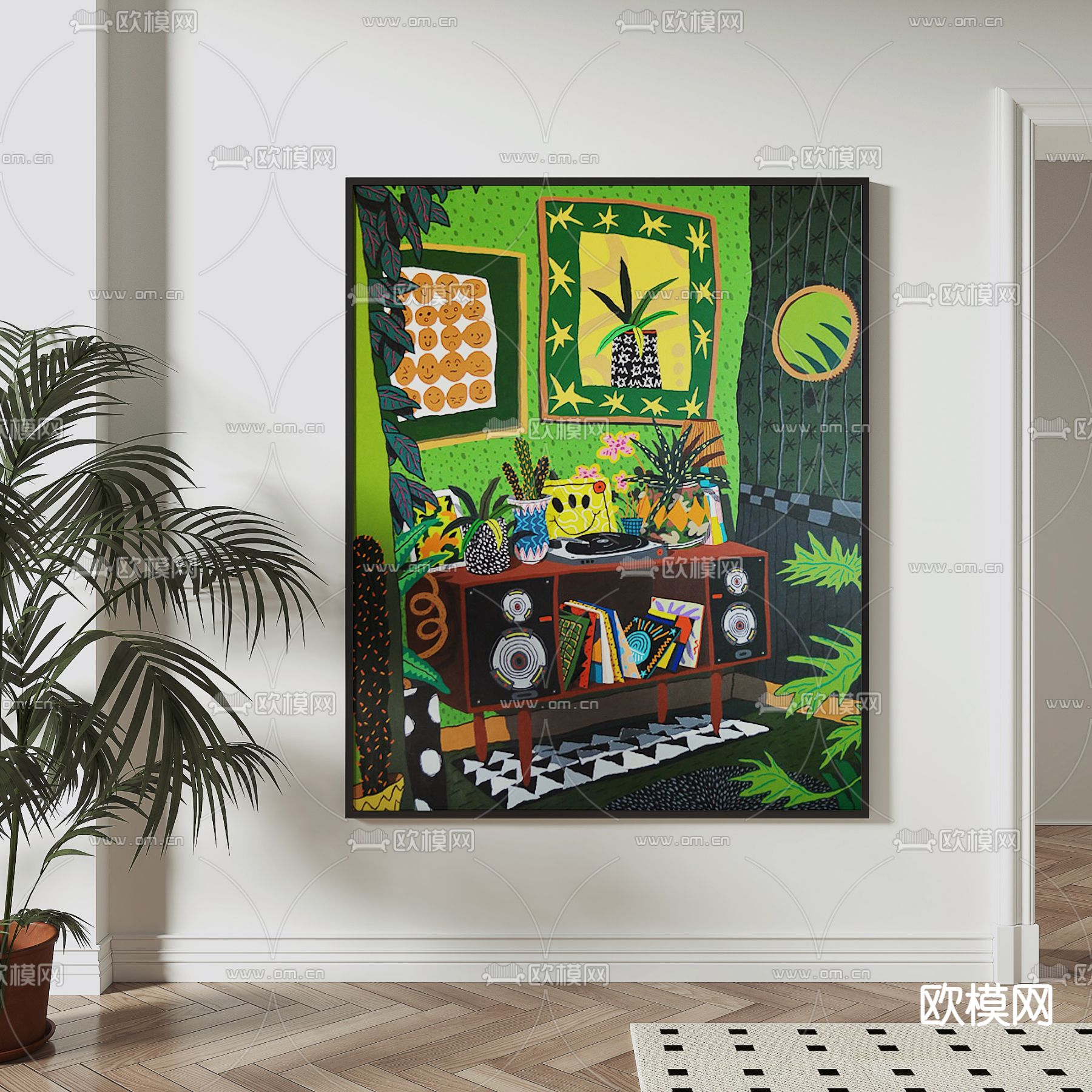 北欧卡通装饰画su模型下载（渲染图1）