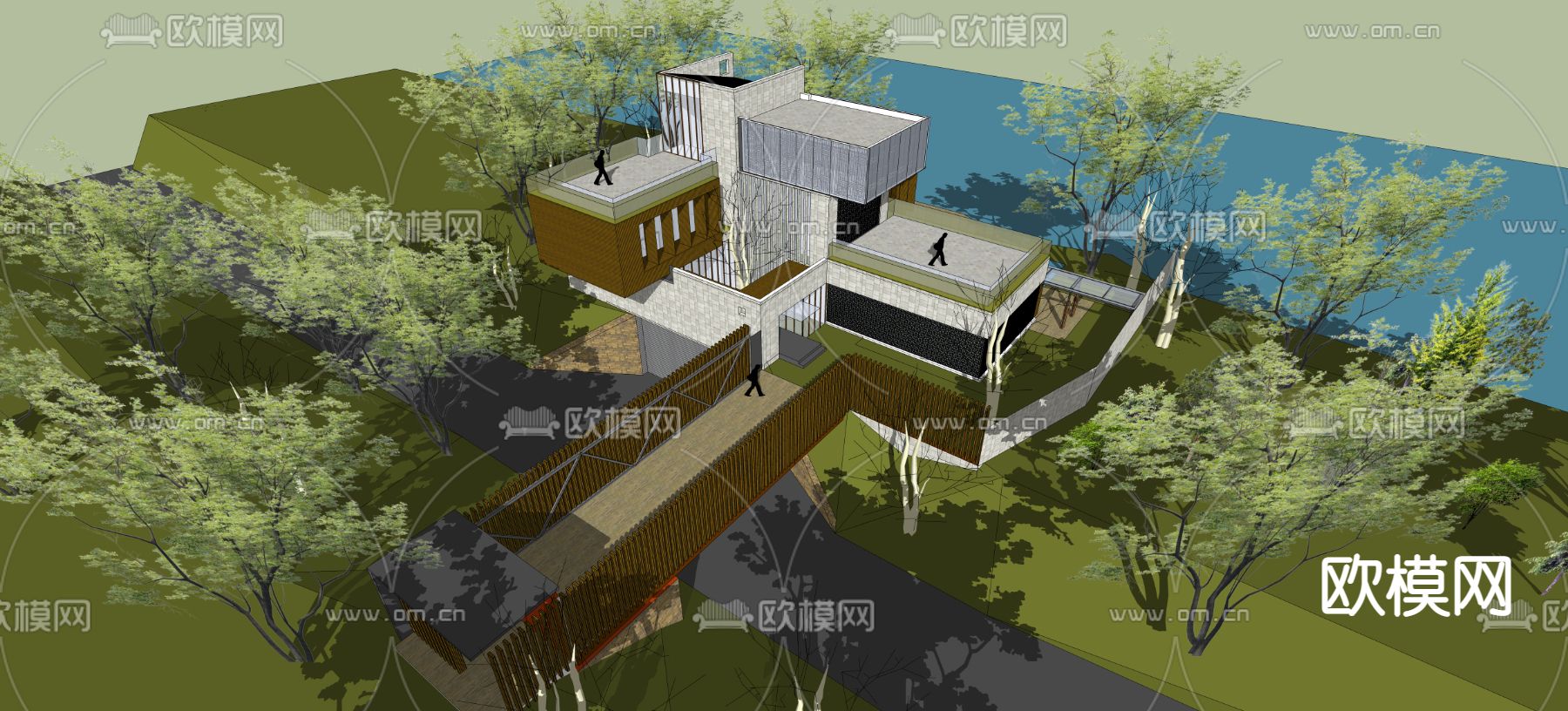 现代别墅外观su模型下载（渲染图3）