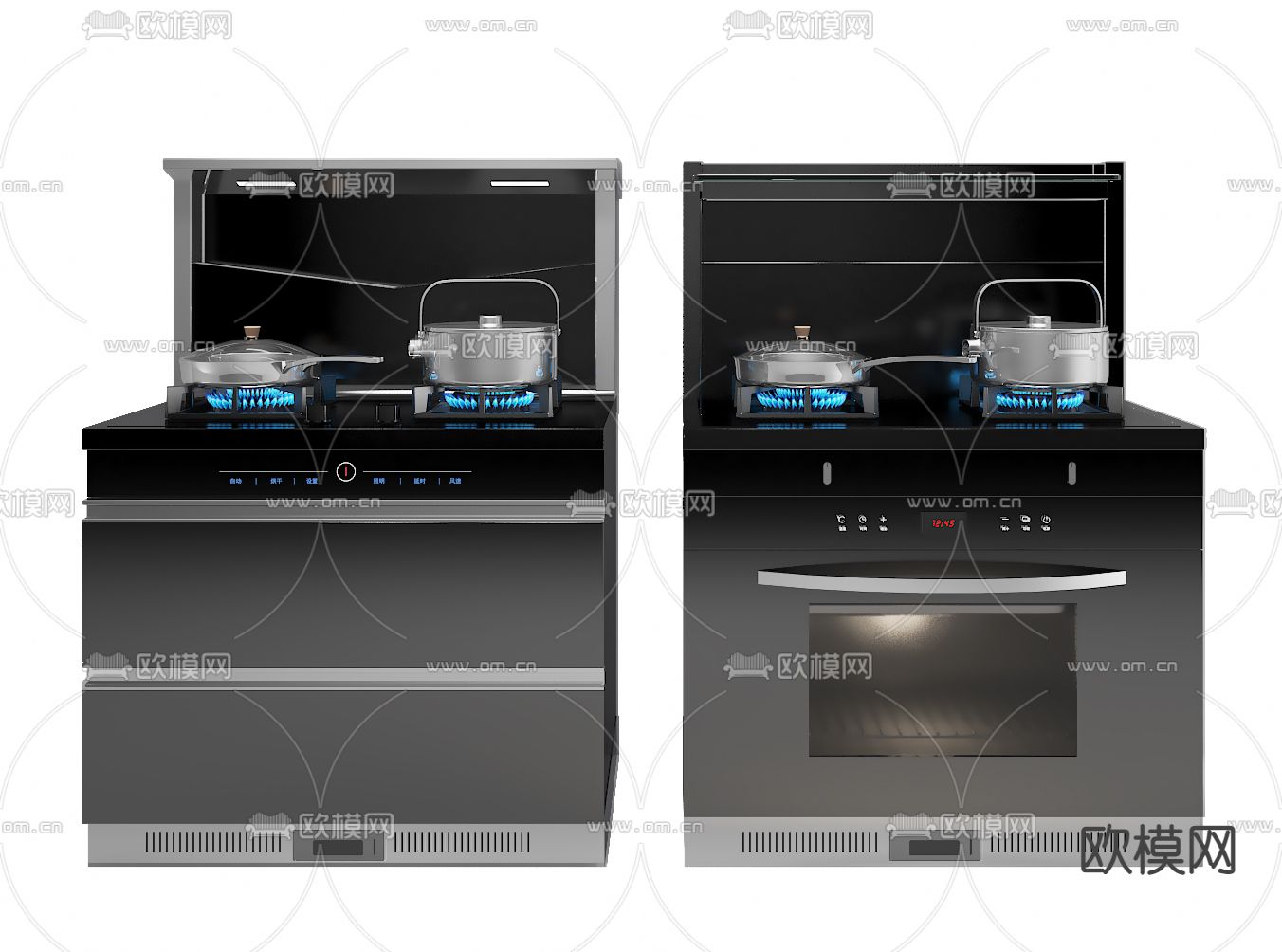 现代集成灶 燃气灶3d模型下载