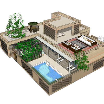 现代别墅外观su模型