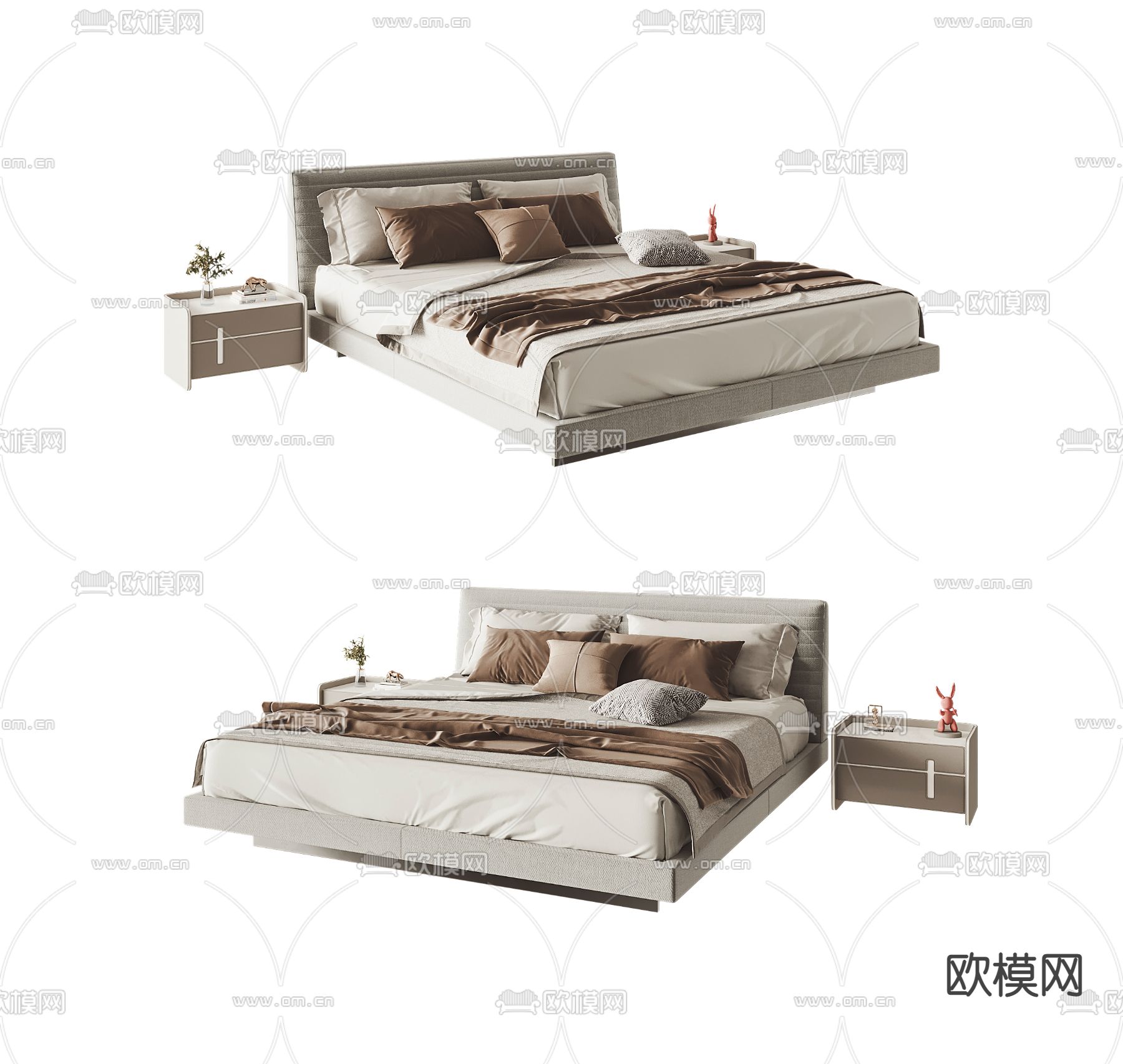 Minotti 双人床3d模型下载