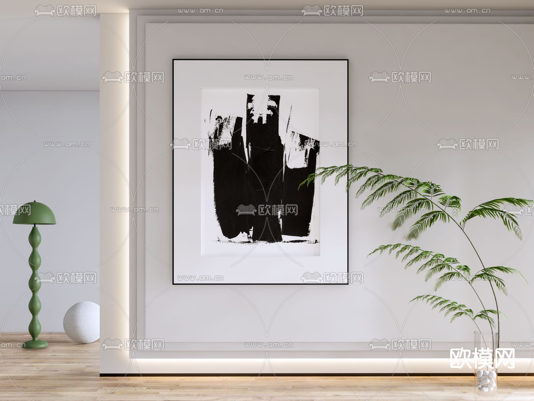 现代装饰挂画su模型下载（渲染图1）